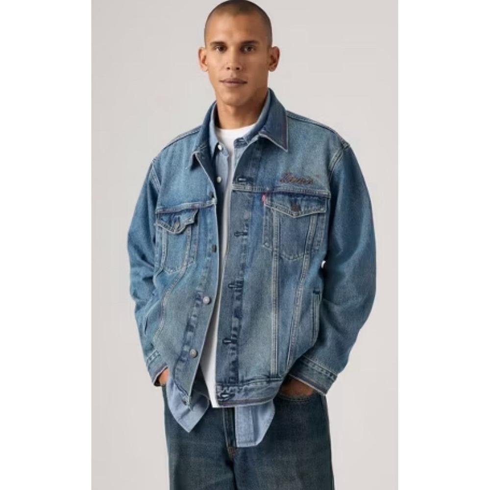 Vtg Levis Mens‎ Denim Standard Trucker Jacket Red Tab Western Chore 70507 0238 M
